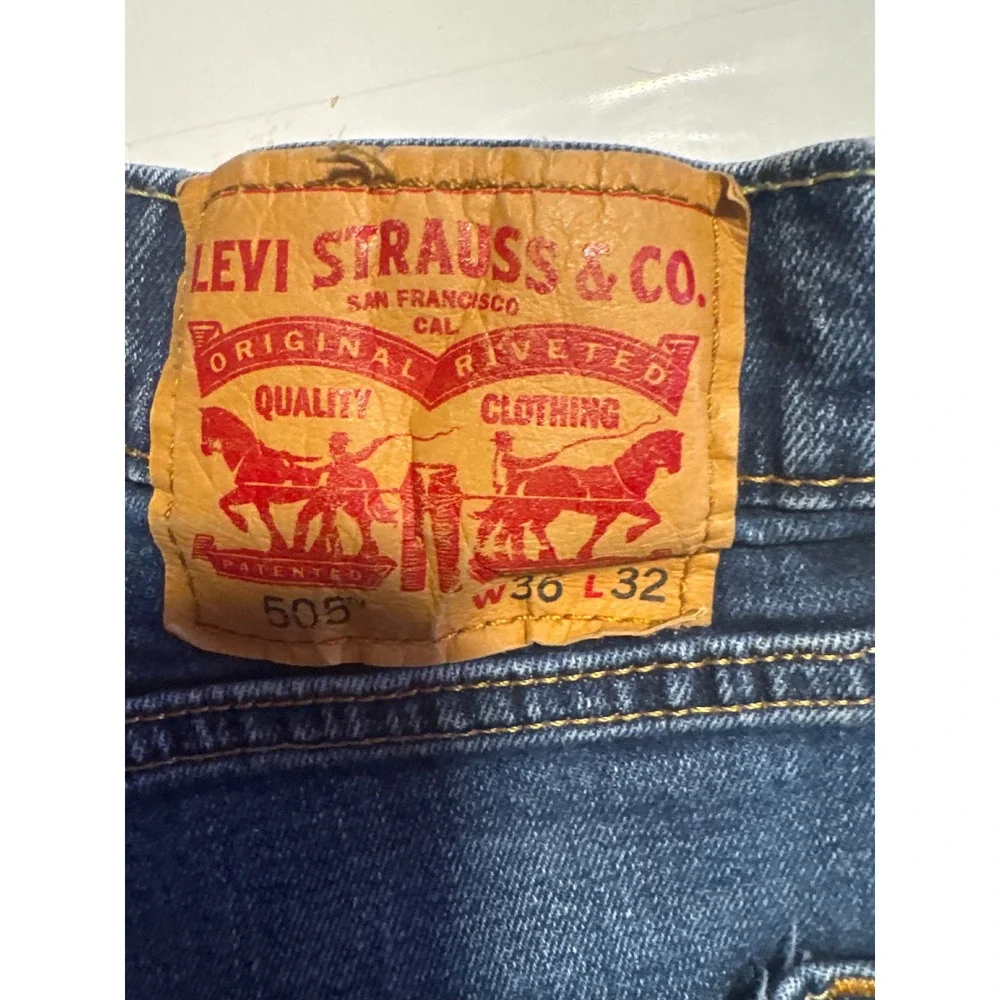 Levis 505 Regular Fit Straight Leg Mens Blue Denim Jeans W36 L32 00505-1517‎